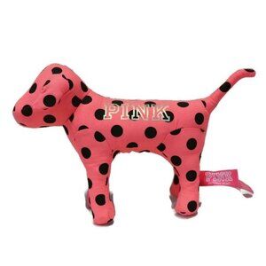 Pink Victoria Secret Dog Plush Neon Coral Polka Dot Pink Logo Dog
